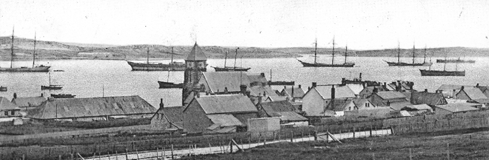 Early photo of Stanley with sailing ships MARITIME HISTORY